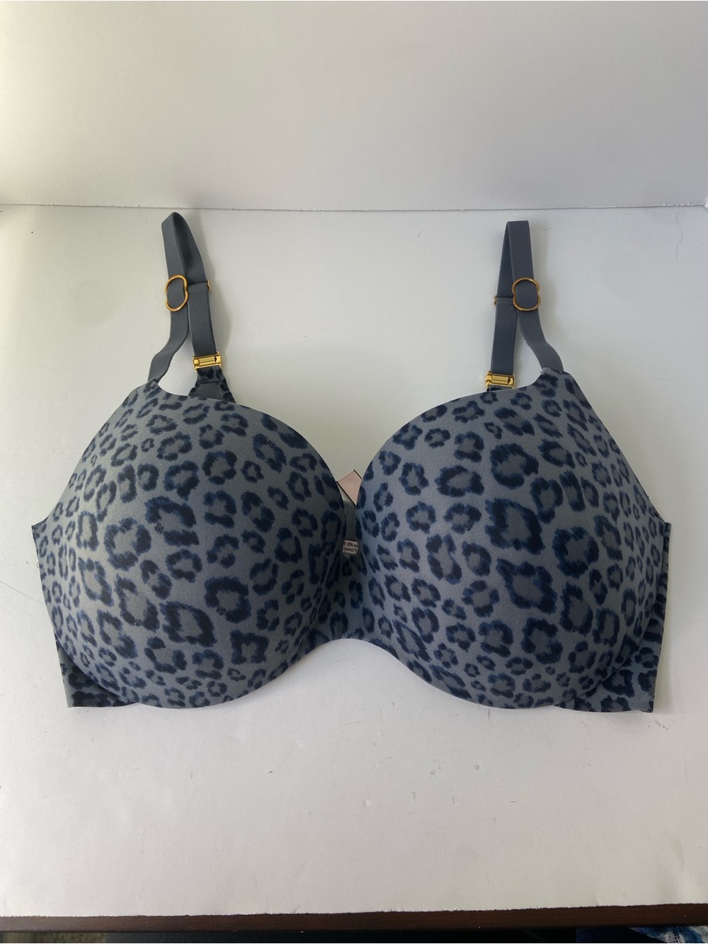 Victorias Secret Incredible Perfect Shape Bra 34DDD Grey Blue Leopard Print EUC